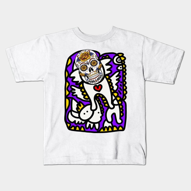 Skull Graffiti Pop Art Kids T-Shirt by signorino